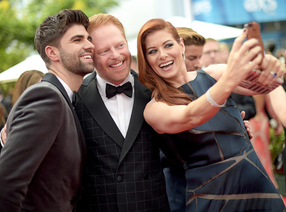 Justin Mikita, Jesse Tyler Ferguson, Debra Messing, Emmy, Candids Justin Mikita, Jesse Tyler Ferguson, Debra Messing, Emmy, Candids